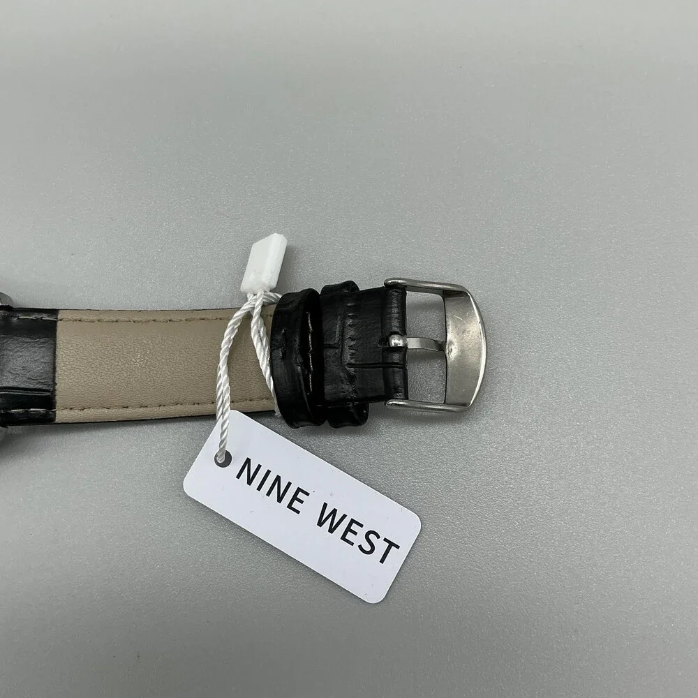 Nine West Womens Watch 41mm Black Dial Black Band 3ATM Dress New Battery